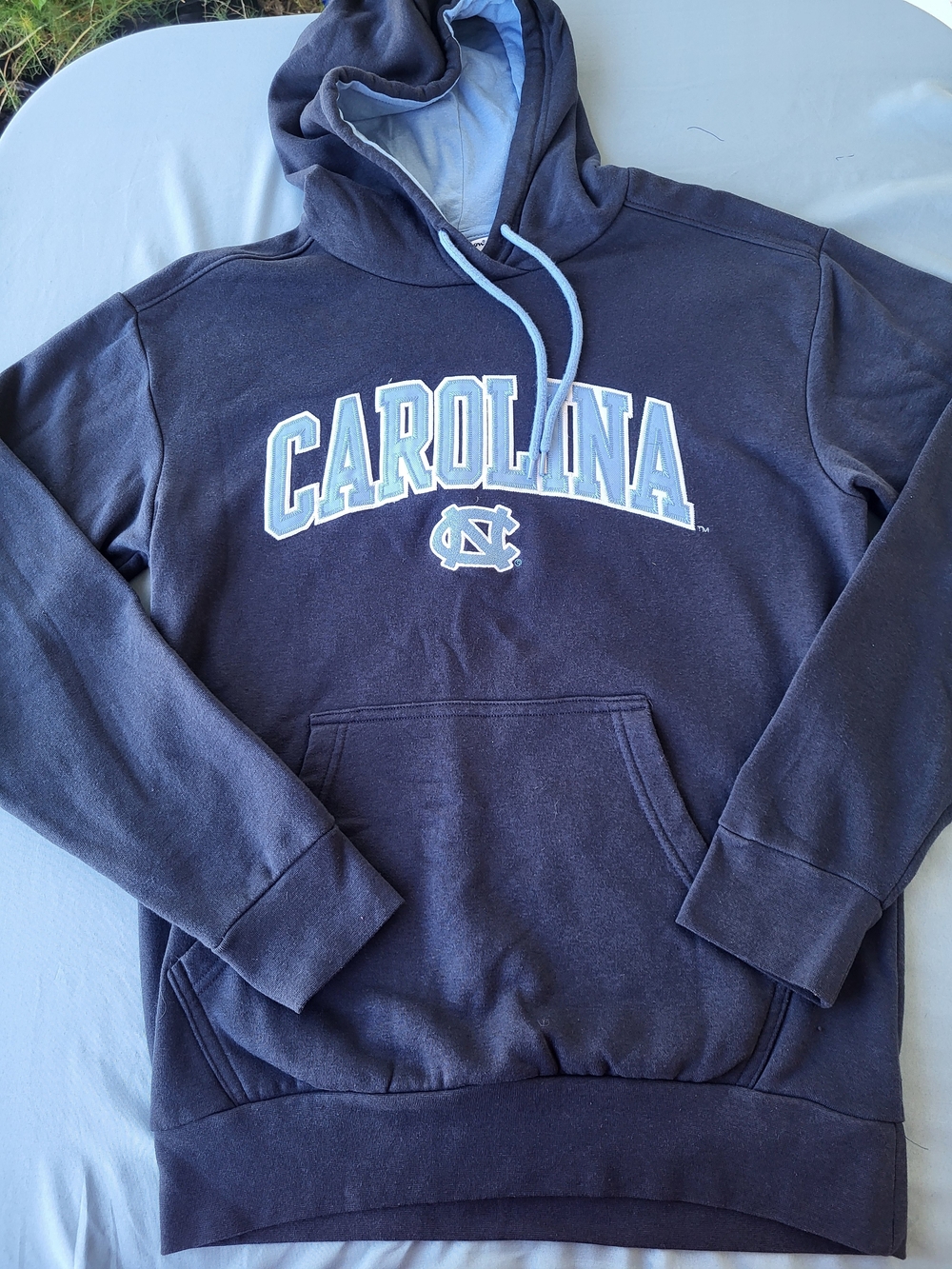 Champion UNC Tar Heels Navy Blue Spellout Hoodie Size S Small Pullover Sweatshir